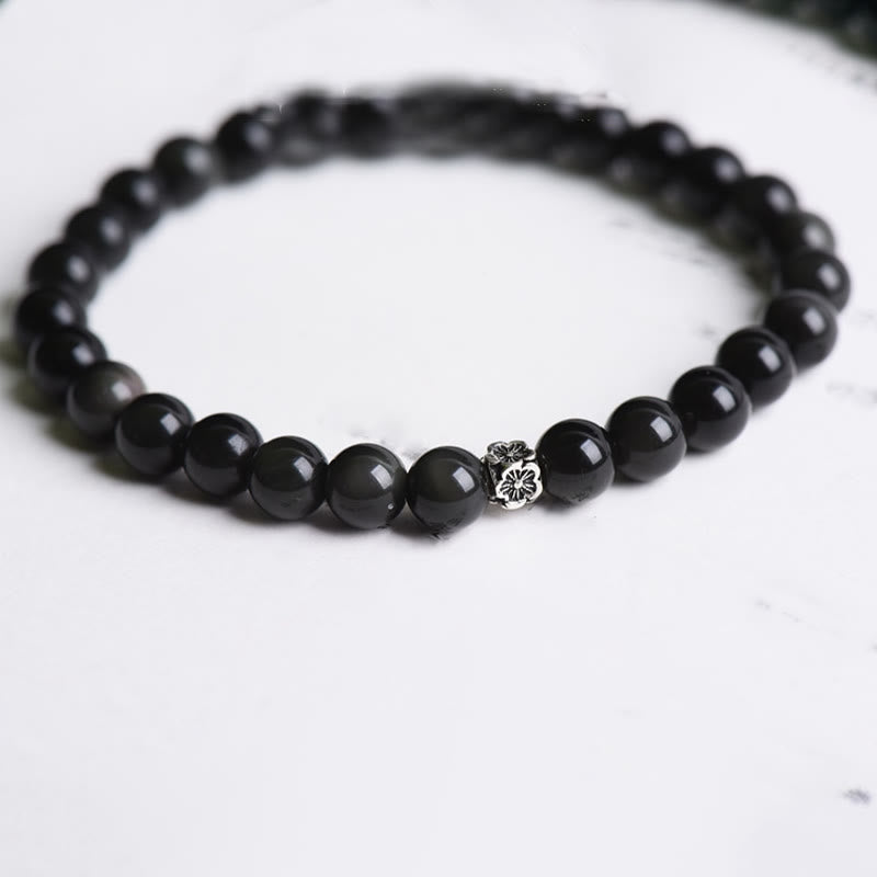 Bracelet de purification en obsidienne noire de 6 mm