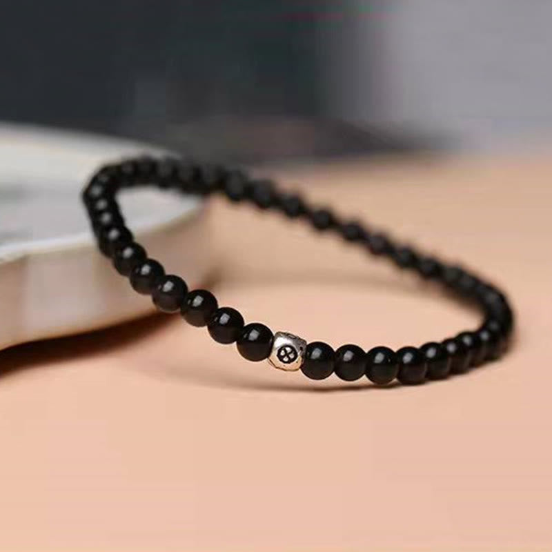 Bracelet de purification en obsidienne noire et quartz fumé de 6 mm