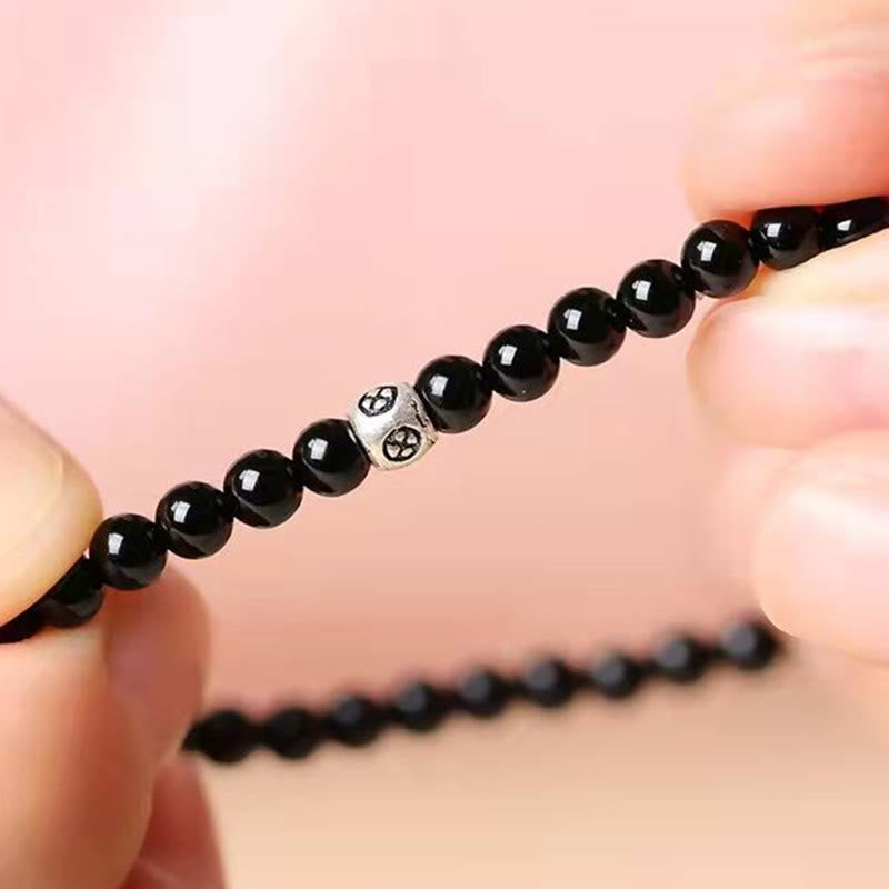 Bracelet de purification en obsidienne noire et quartz fumé de 6 mm