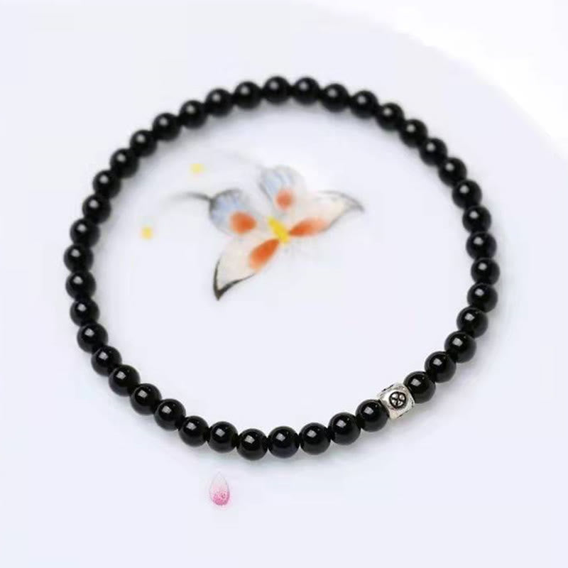 Bracelet de purification en obsidienne noire et quartz fumé de 6 mm