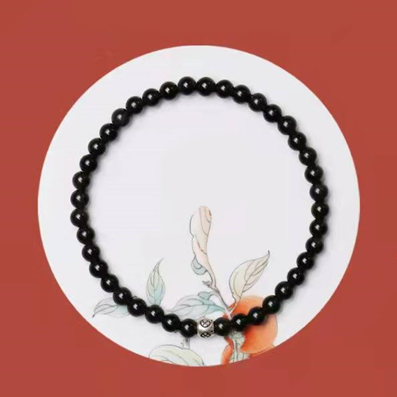 Bracelet de purification en obsidienne noire et quartz fumé de 6 mm