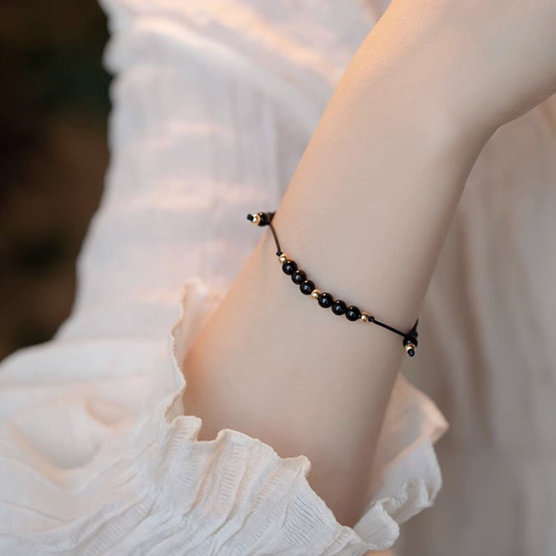 Bracelet de réussite en obsidienne noire de 6 mm pour la résilience et la concentration