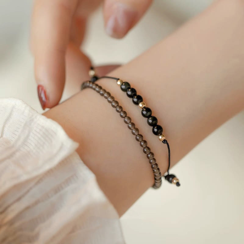 Bracelet de réussite en obsidienne noire de 6 mm pour la résilience et la concentration