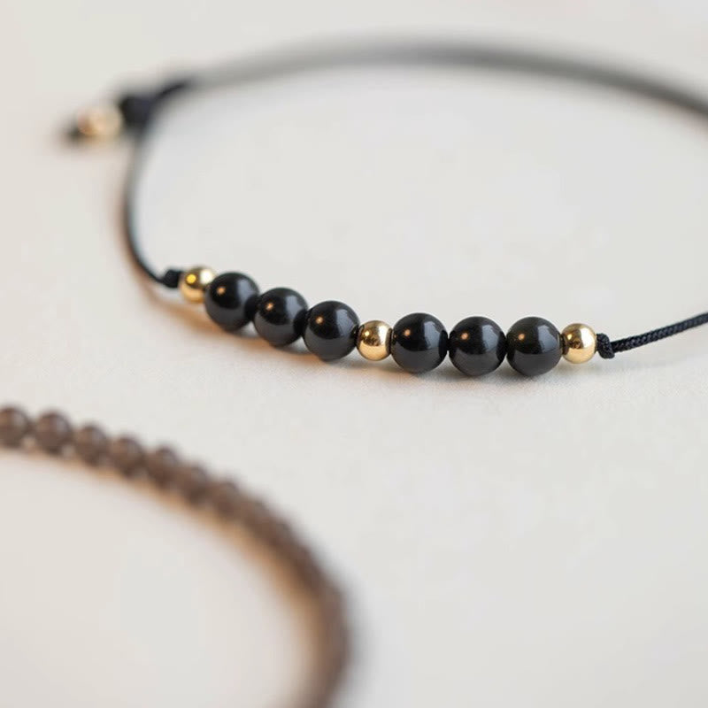 Bracelet de réussite en obsidienne noire de 6 mm pour la résilience et la concentration
