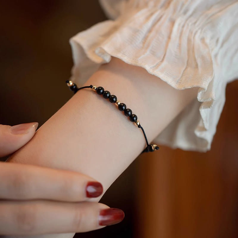 Bracelet de réussite en obsidienne noire de 6 mm pour la résilience et la concentration