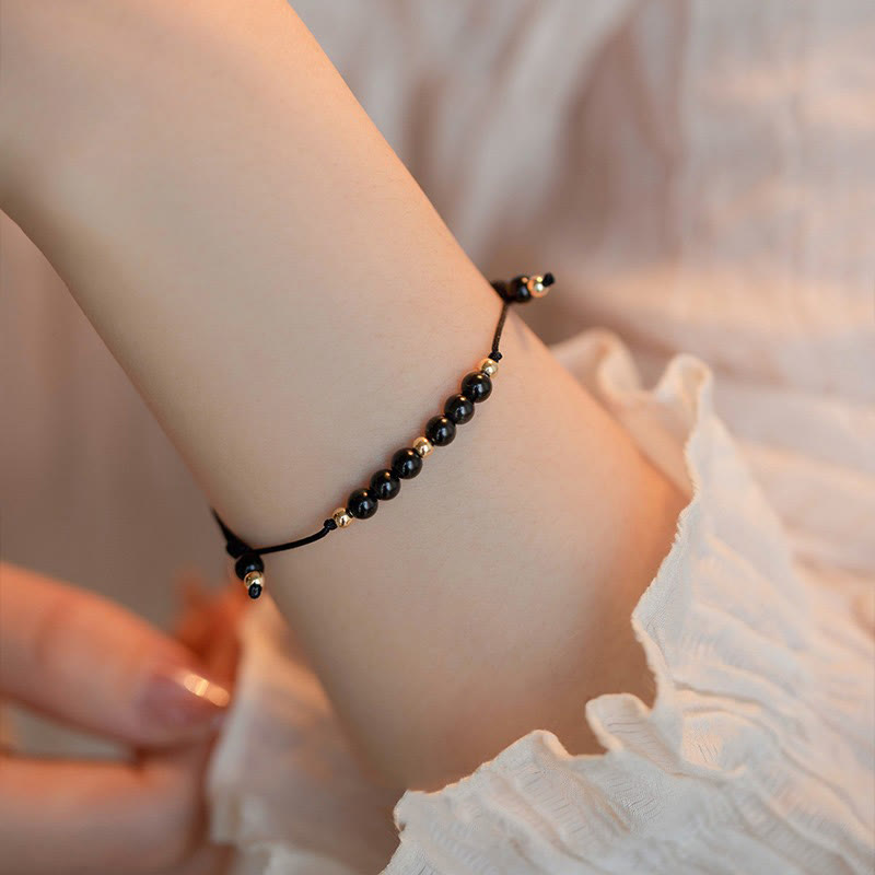 Bracelet de réussite en obsidienne noire de 6 mm pour la résilience et la concentration