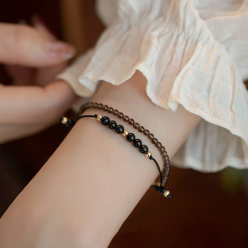 Bracelet de réussite en obsidienne noire de 6 mm pour la résilience et la concentration