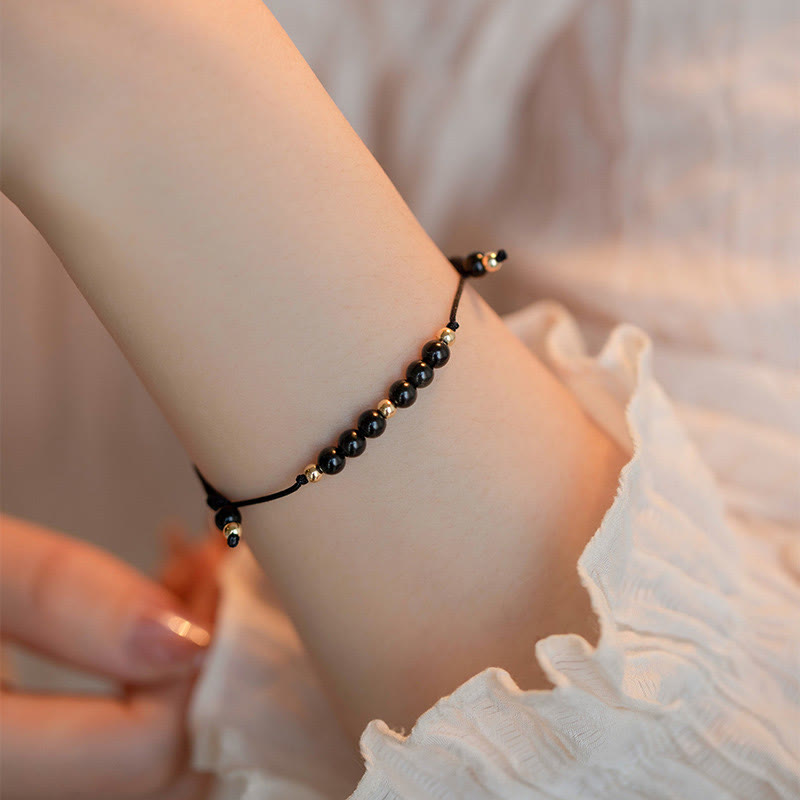 Bracelet de réussite en obsidienne noire de 6 mm pour la résilience et la concentration