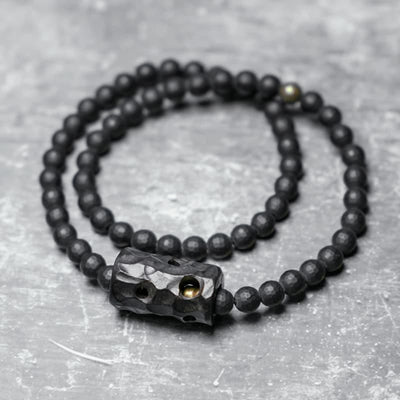 Bracelet de protection double tour en onyx noir et ébène de 6 mm