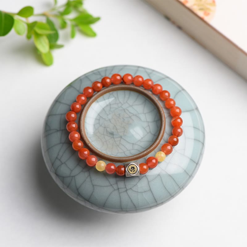 Bracelet d'acceptation de soi du zodiaque chinois de 6 mm avec agate rouge