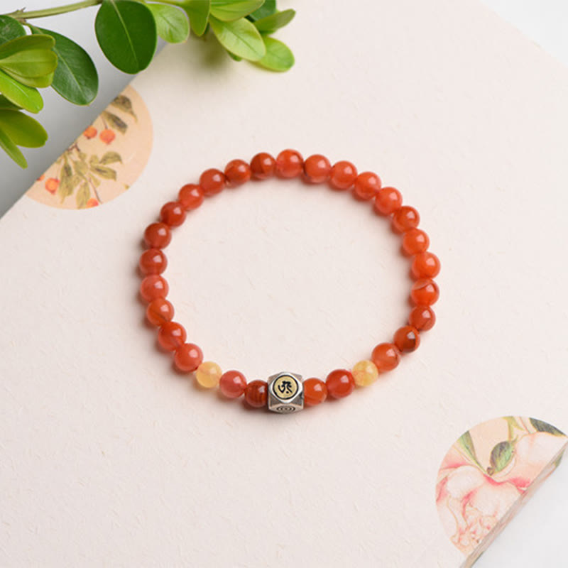 Bracelet d'acceptation de soi du zodiaque chinois de 6 mm avec agate rouge