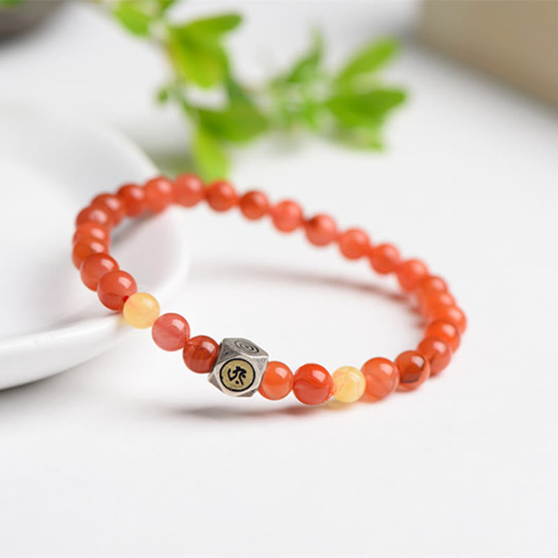 Bracelet d'acceptation de soi du zodiaque chinois de 6 mm avec agate rouge