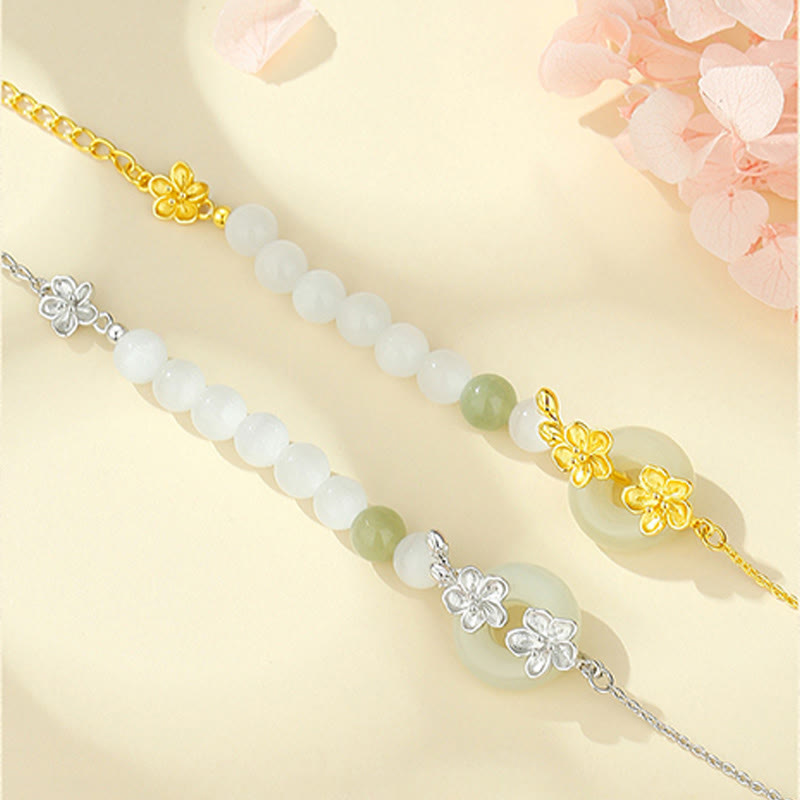 Bracelet Love en argent sterling et jade chrysobéryl Hetian de 6 mm