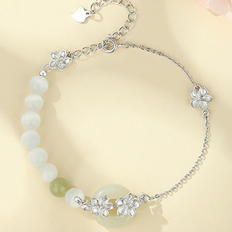 Bracelet Love en argent sterling et jade chrysobéryl Hetian de 6 mm
