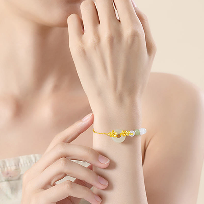 Bracelet Love en argent sterling et jade chrysobéryl Hetian de 6 mm