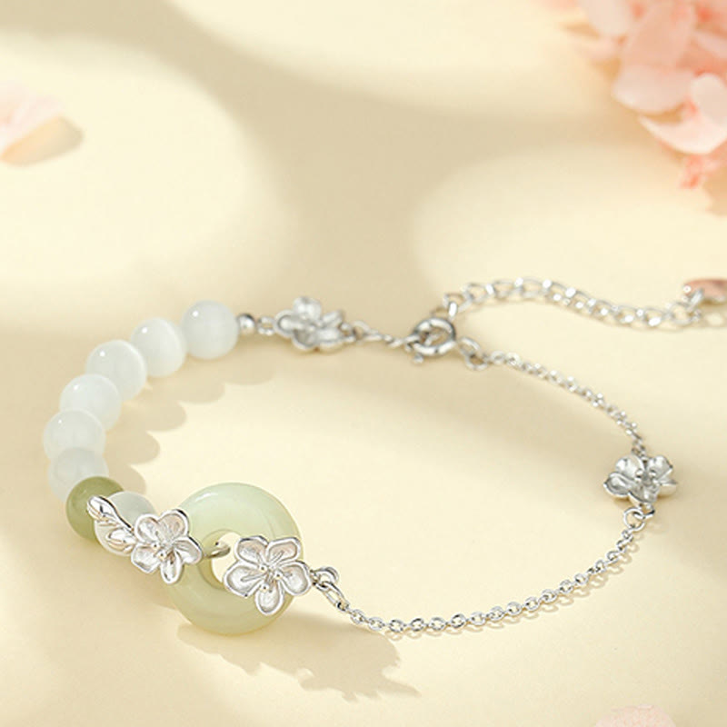 Bracelet Love en argent sterling et jade chrysobéryl Hetian de 6 mm