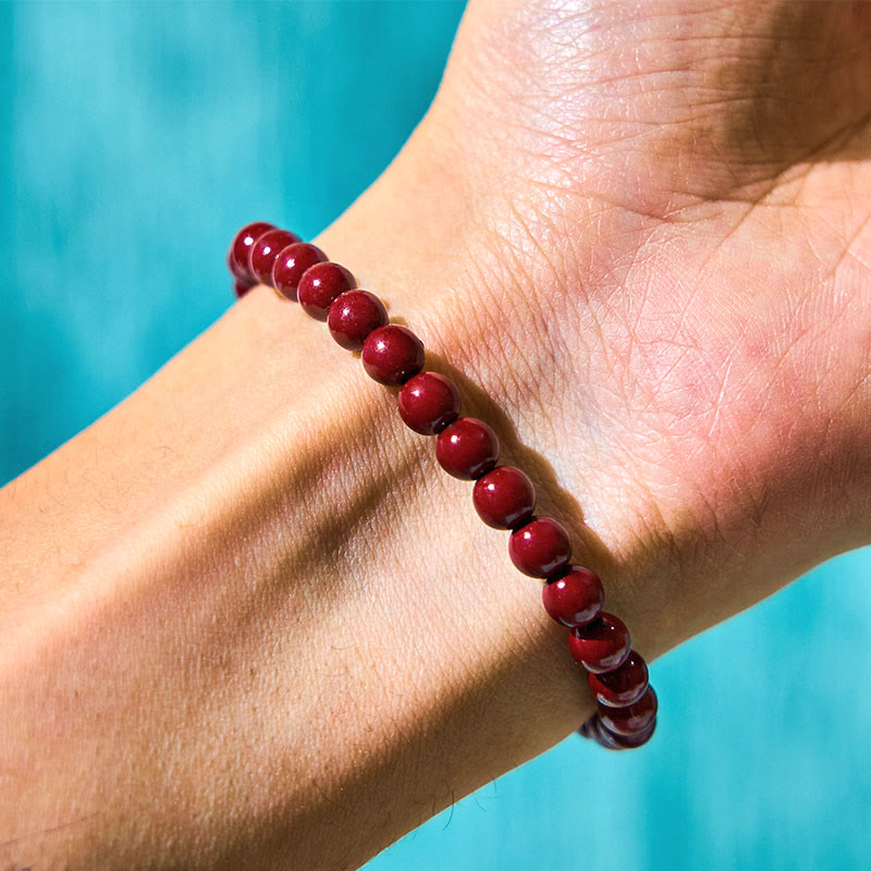 Bracelet de concentration en bambou cinabre 6 mm