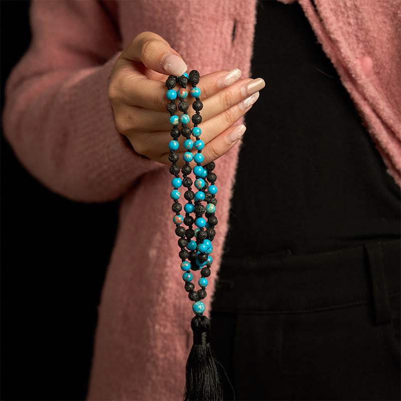 Collier spirituel en pierre de lave de 6 mm pour le bonheur