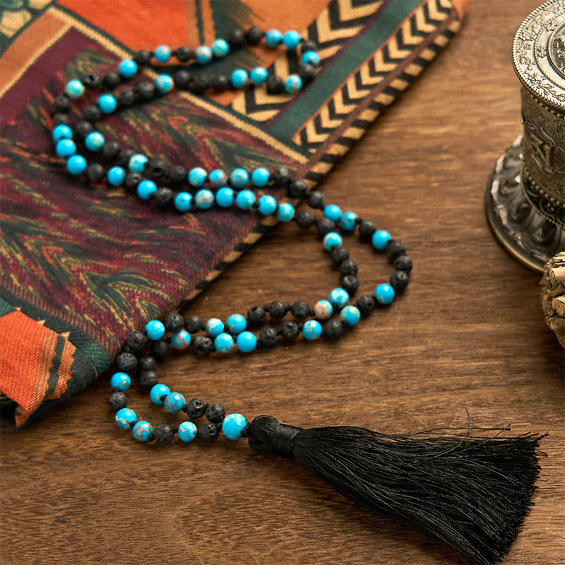 Collier spirituel en pierre de lave de 6 mm pour le bonheur