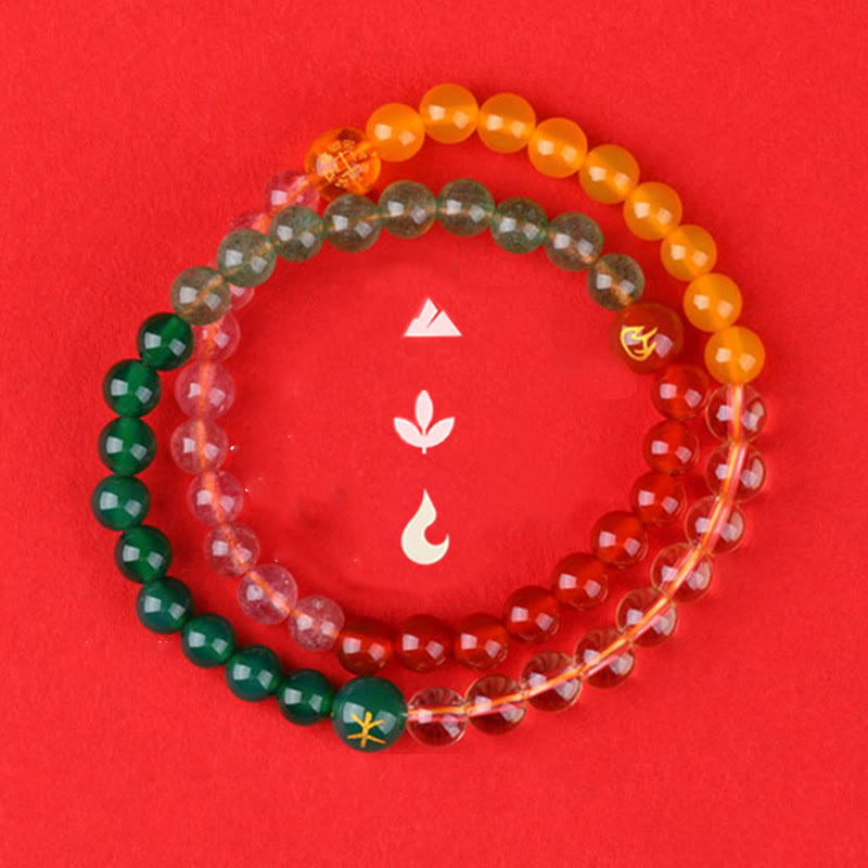 Bracelet de sagesse en agate cristal des cinq éléments de 6 mm