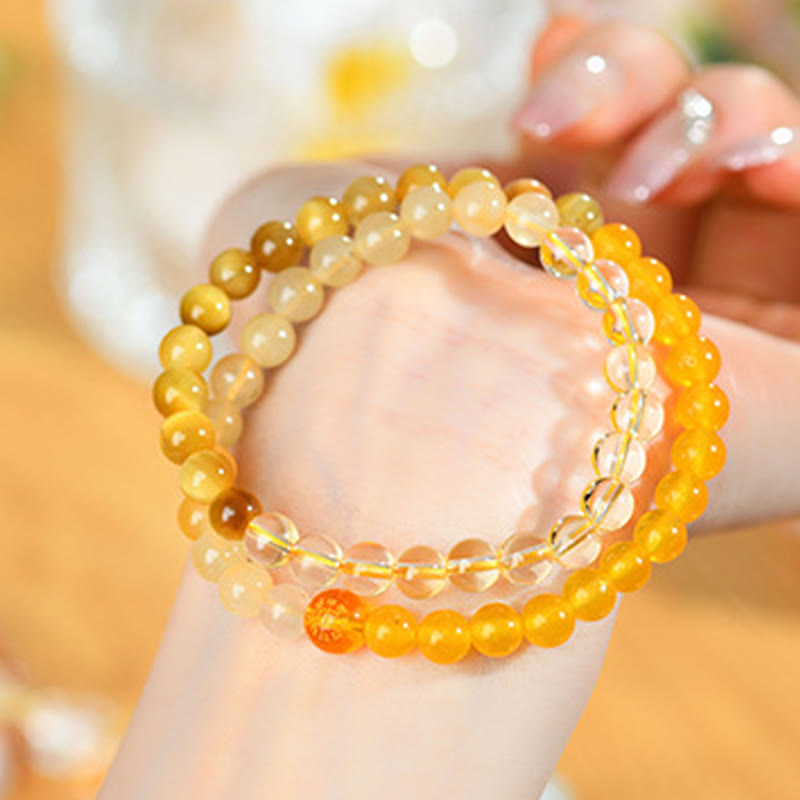 Bracelet porte-bonheur en agate blanche des cinq éléments (6 mm) pour l'équilibre spirituel