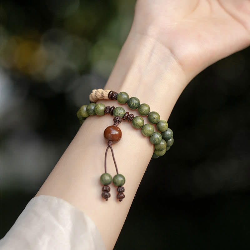 Bracelet de paix positive en bois de santal vert 6 mm