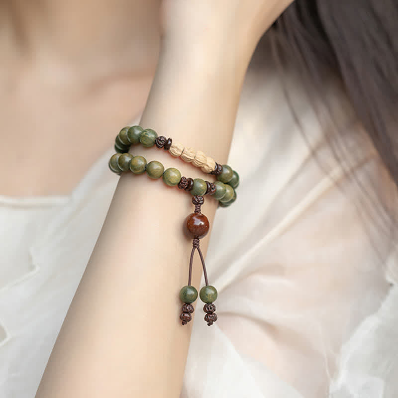 Bracelet de paix positive en bois de santal vert 6 mm