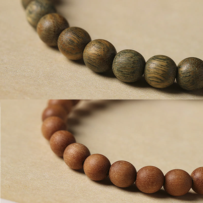 Bracelet lapin positif en bois de santal vert 6 mm