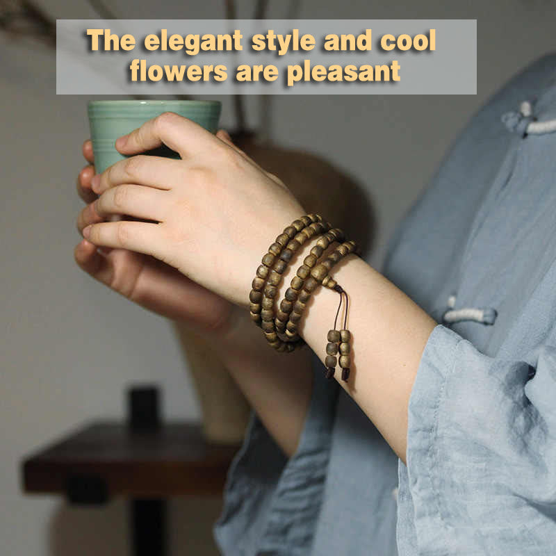 Bracelet en bois d'agar Qinan vert Hainan 6 mm, 108 perles Mala