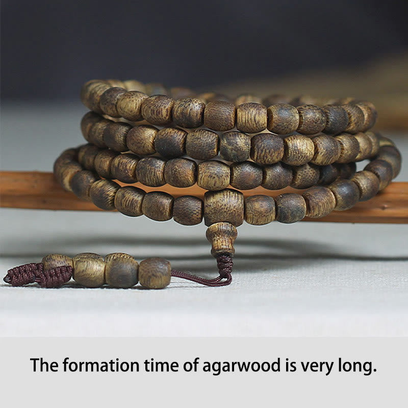 Bracelet en bois d'agar Qinan vert Hainan 6 mm, 108 perles Mala