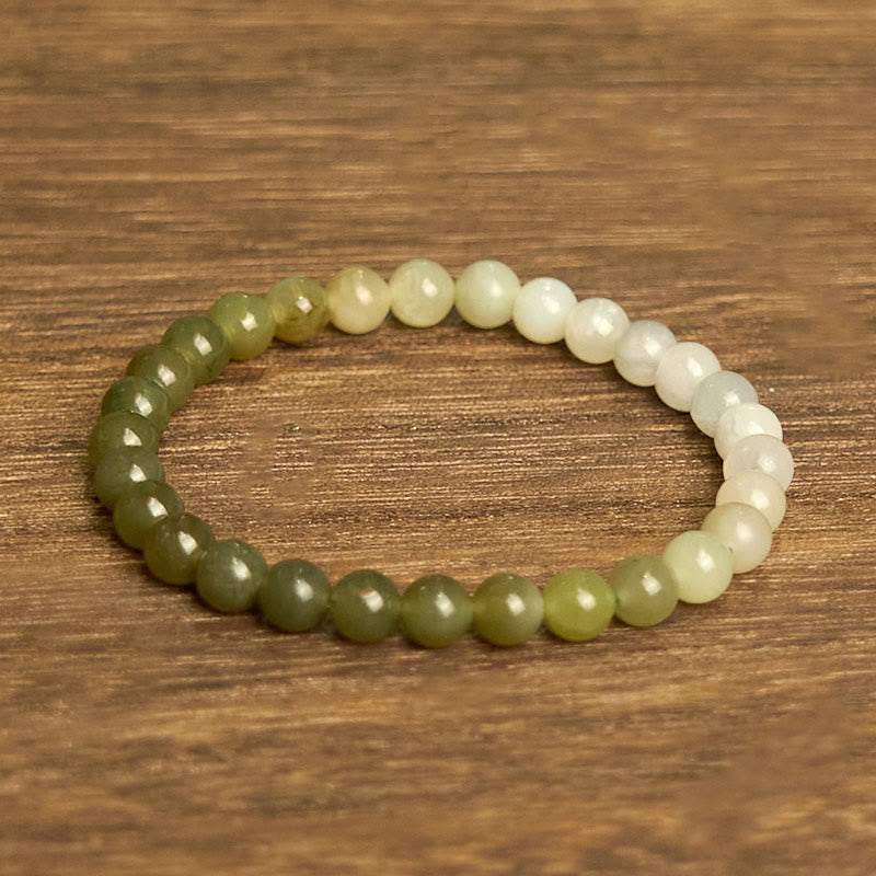 Bracelet d'abondance en jade Hetian dégradé de couleurs de 6 mm