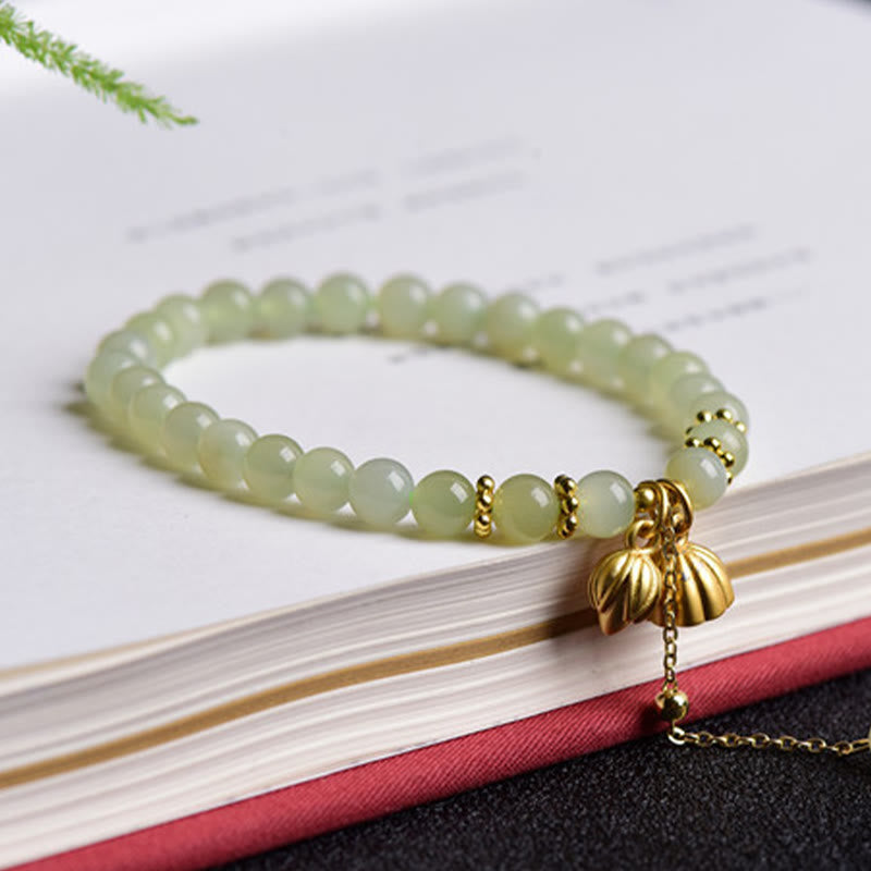 Bracelet porte-bonheur en jade Hetian de 6 mm pour femme