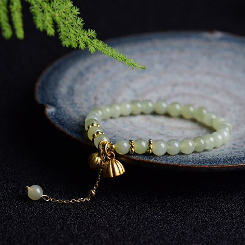 Bracelet porte-bonheur en jade Hetian de 6 mm pour femme