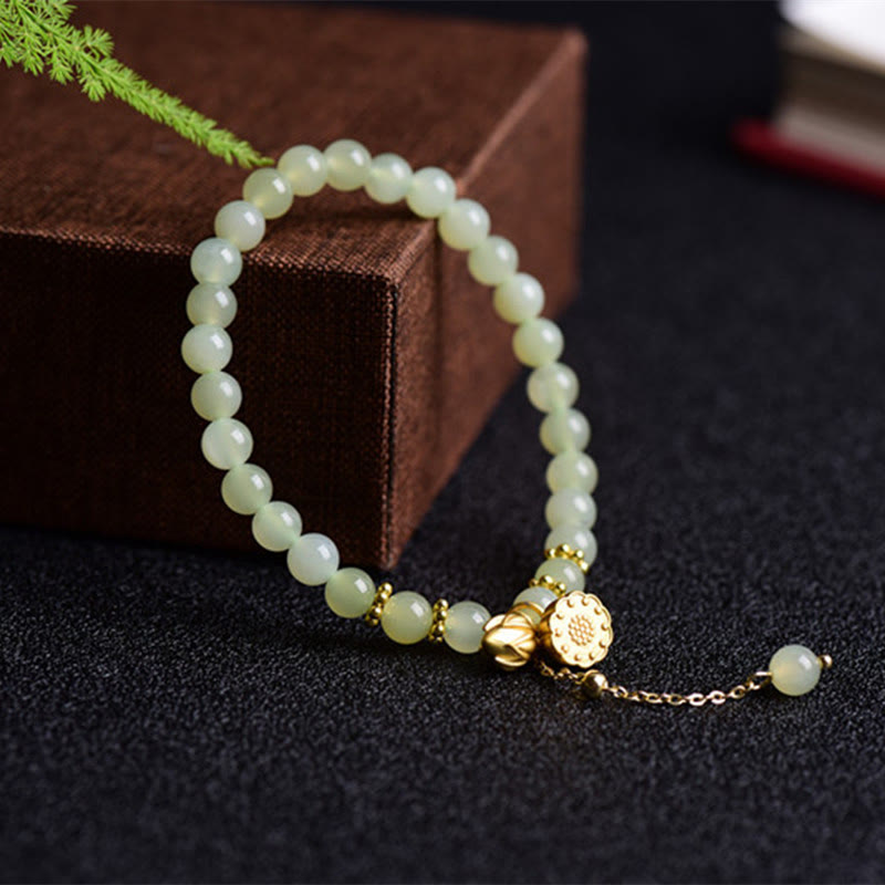 Bracelet porte-bonheur en jade Hetian de 6 mm pour femme