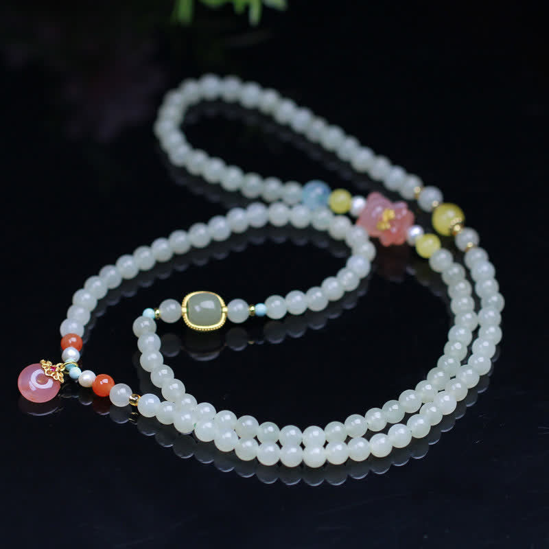 Bracelet de bonheur avec boucle de paix en jade Hetian de 6 mm