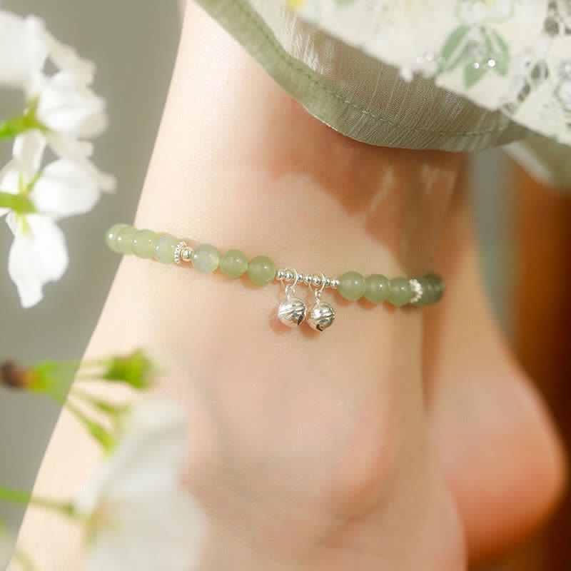 Bracelet de cheville en jade Hetian de 6 mm, breloque de prospérité pour la croissance spirituelle