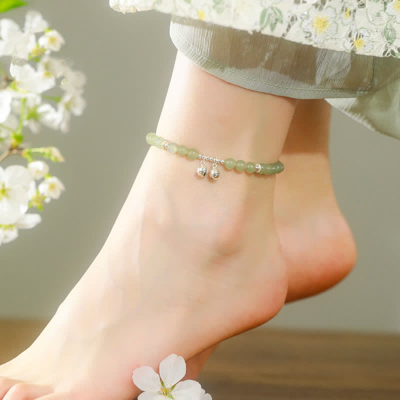 Bracelet de cheville en jade Hetian de 6 mm, breloque de prospérité pour la croissance spirituelle
