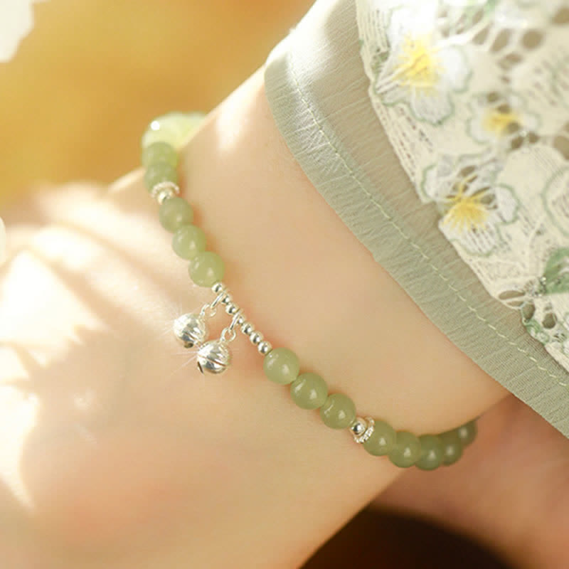 Bracelet de cheville en jade Hetian de 6 mm, breloque de prospérité pour la croissance spirituelle