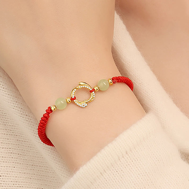 Bracelet de protection en jade rouge Hetian de 6 mm, Année du Serpent