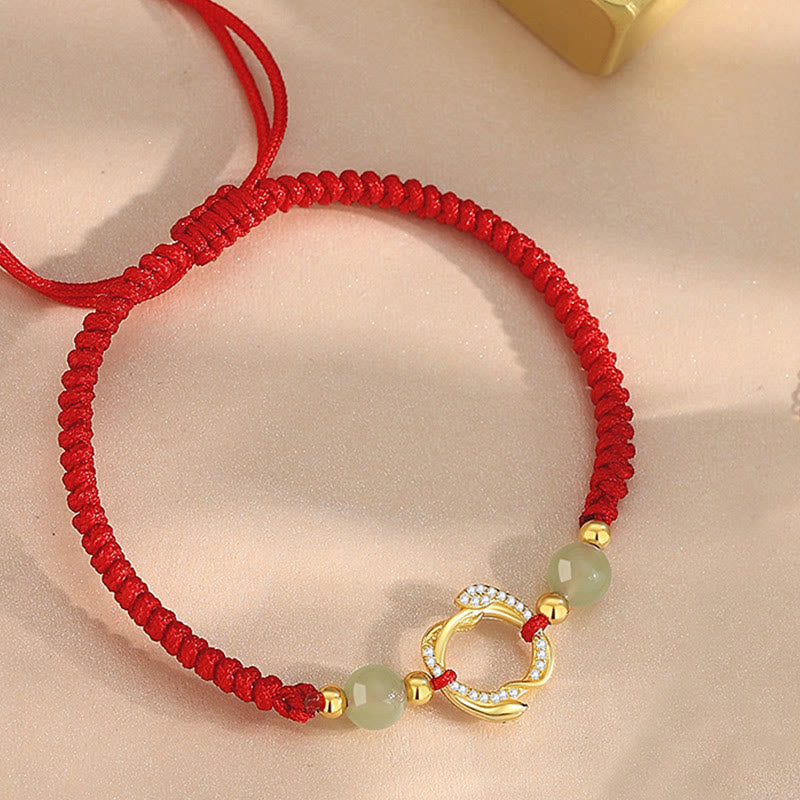Bracelet de protection en jade rouge Hetian de 6 mm, Année du Serpent