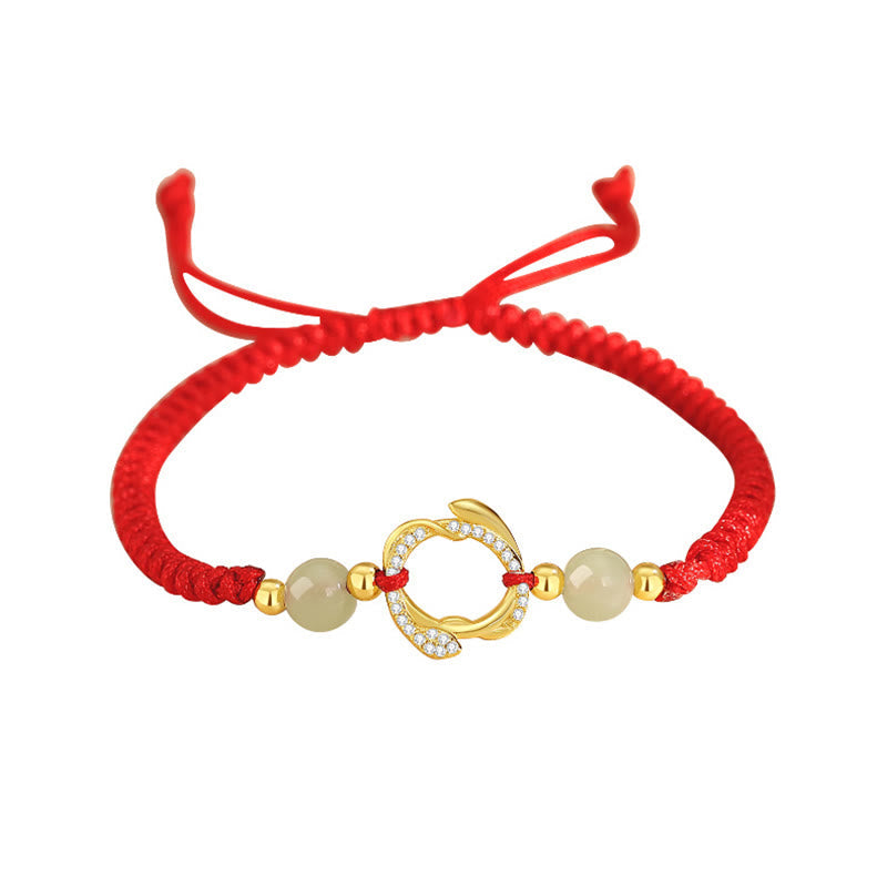 Bracelet de protection en jade rouge Hetian de 6 mm, Année du Serpent