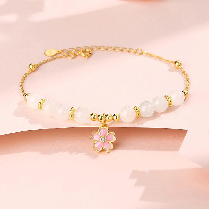 Bracelet de protection en jade blanc Hetian de 6 mm en argent sterling