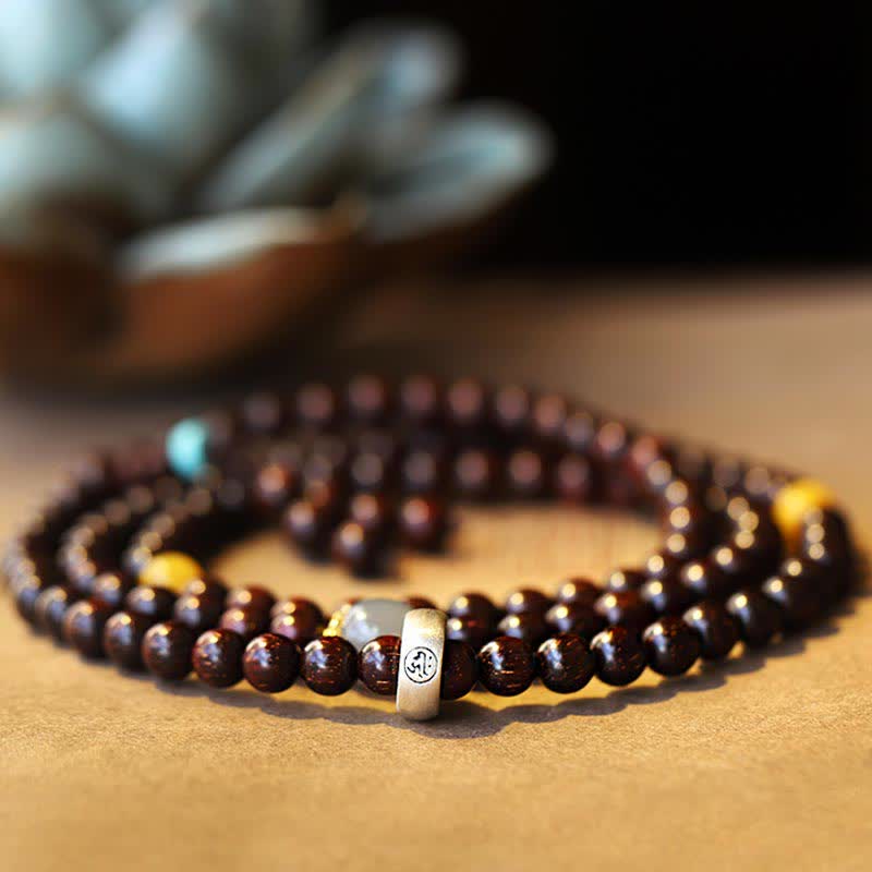 Bracelet en jade de 6 mm avec breloque en bois de santal et étoile dorée pour la protection