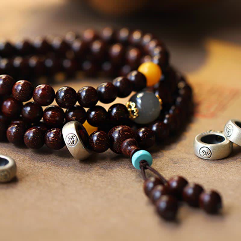 Bracelet en jade de 6 mm avec breloque en bois de santal et étoile dorée pour la protection