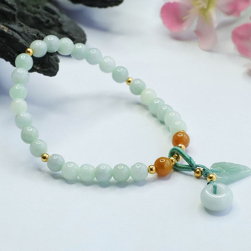 Bracelet en jade de 6 mm avec boucle de paix pour la prospérité et l'abondance
