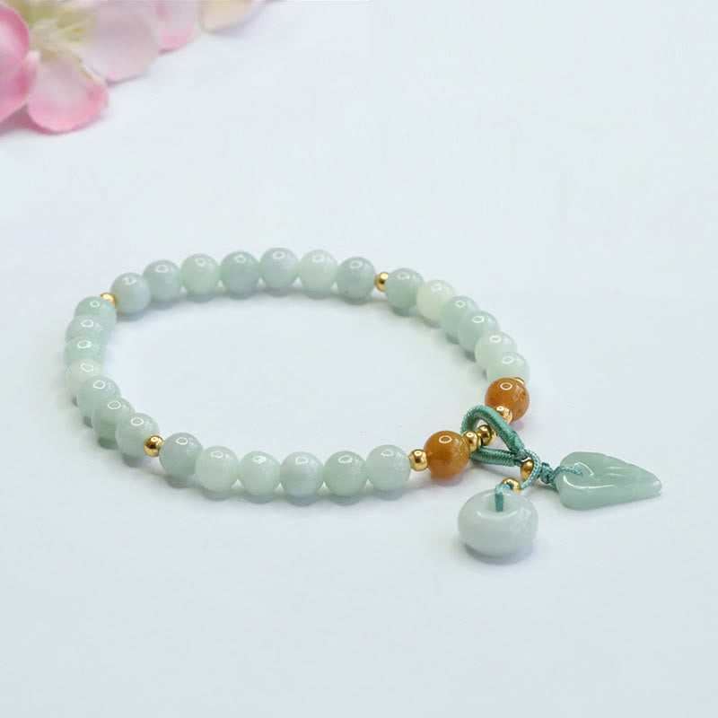 Bracelet en jade de 6 mm avec boucle de paix pour la prospérité et l'abondance