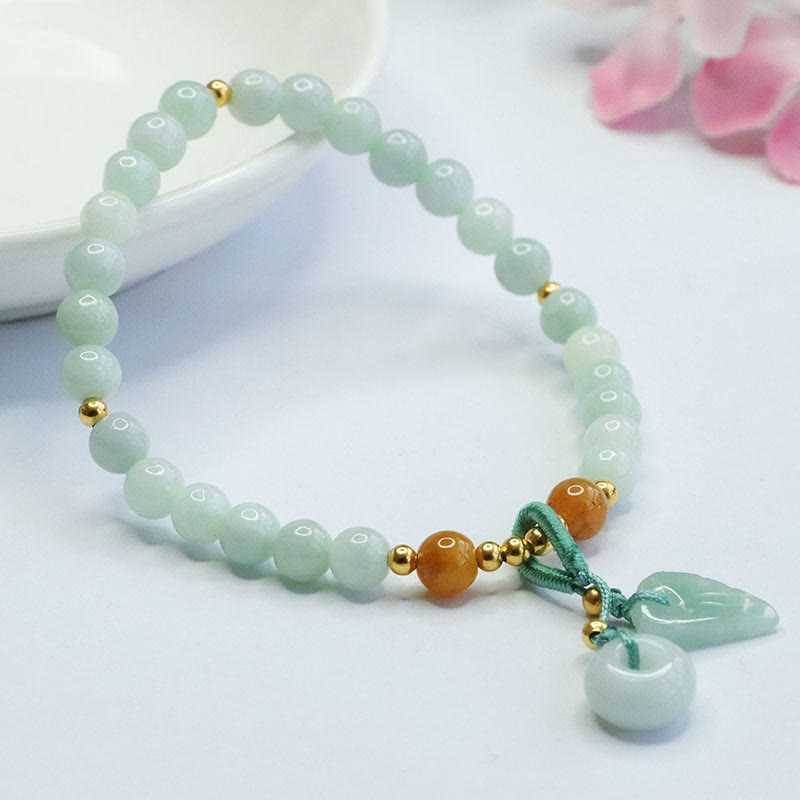Bracelet en jade de 6 mm avec boucle de paix pour la prospérité et l'abondance