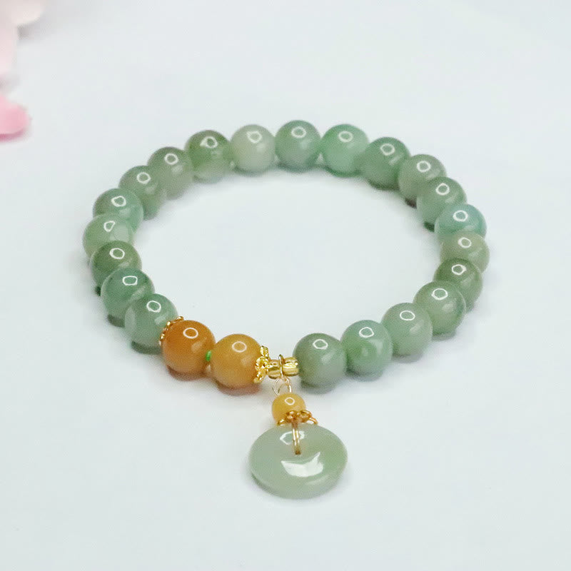 Bracelet en jade de 6 mm avec boucle de paix pour la prospérité et l'abondance