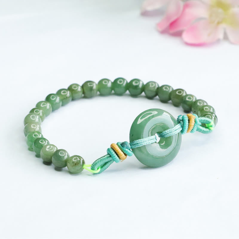 Bracelet boucle de paix en jade 6 mm - Prospérité et chance