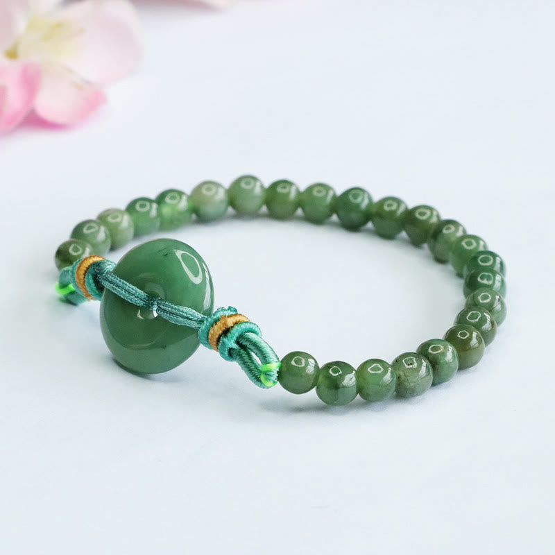 Bracelet boucle de paix en jade 6 mm - Prospérité et chance